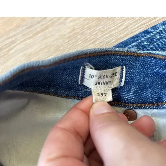 Madewell 10" High-Rise Skinny Jeans In Eardly Wash Size 29 Tall - Picture 6 of 9